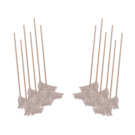 BWKCD50016S Cotton Deck Mop, #16 White Cotton Head, 50" Wood Handle, 12/Carton