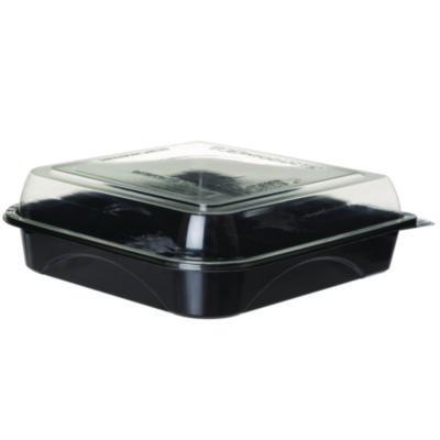 ECOEPPTOR9 100% Recycled Content 9" Premium Take Out Containers, 42 oz, 9 x 8.8 x 1.6, Black/Clear, Plastic, 50/Pack, 3 Packs/Carton