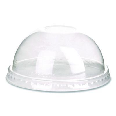 ECOEPDLCC GreenStripe Cold Cup Dome Lids, With Hole, Fits 9 oz to 24 oz Cold Cups, Plastic, Clear, 100/Pack, 10 Packs/Carton
