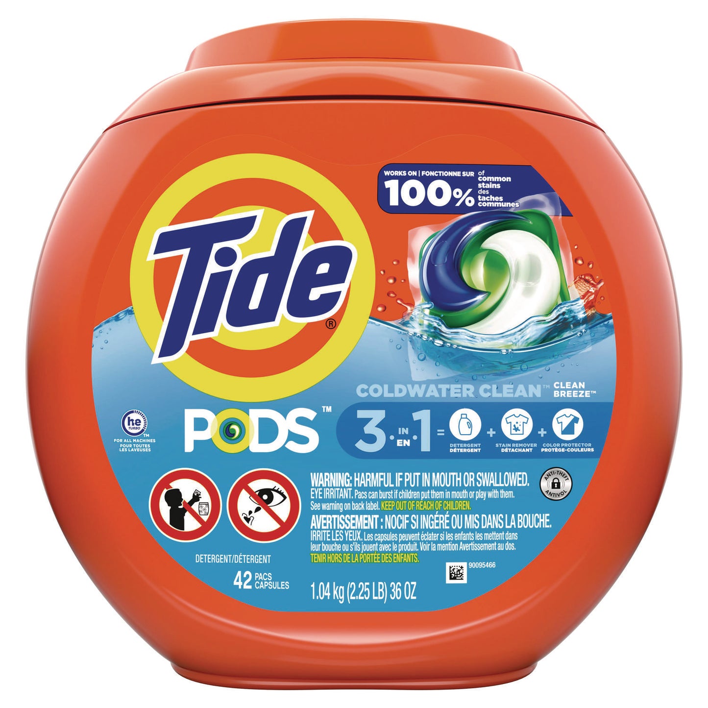PGC00998CT PODS Laundry Detergent, HE Compatible, Clean Breeze, 36 oz Tub, 42 Pacs/Tub, 4 Tubs/Carton