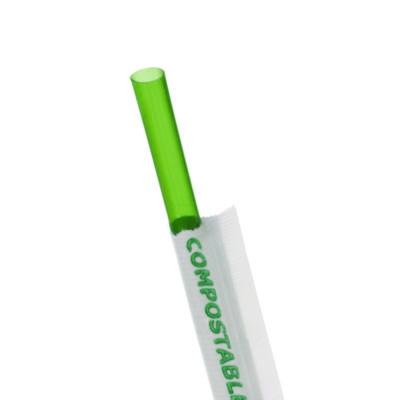 ECOEPST772 Wrapped Straw, 7.75", Plastic, Green, 9,600/Carton