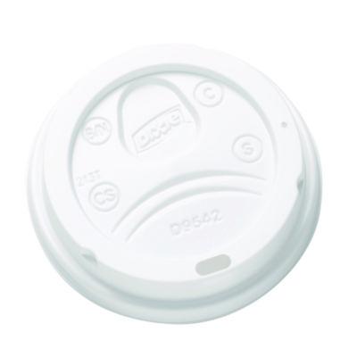 DXED9542 Dome Drink-Thru Lids, Fits 10 oz to 16 oz Hot Cups, Plastic, White, 1,000/Carton