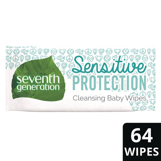 SEV34208 Free and Clear Baby Wipes, 7 x 7, Unscented, White, 64/Flip-Top Pack