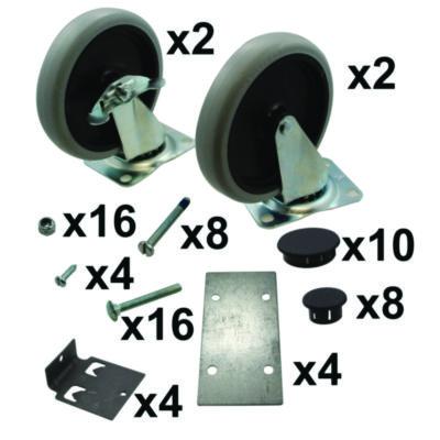 SGSFG3317L1BLA 5-Inch Swivel and Rigid Plate Caster Kit with Hardware, Gray