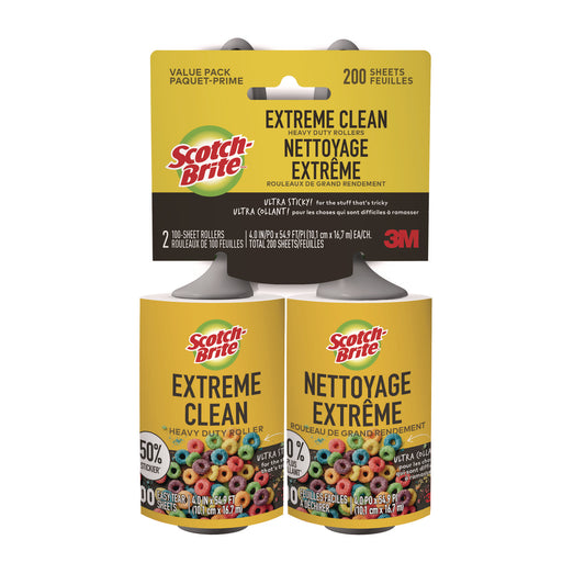 MMM830RS100TP Extreme Clean Lint Roller, 100 Sheets/Roll, 2/Pack