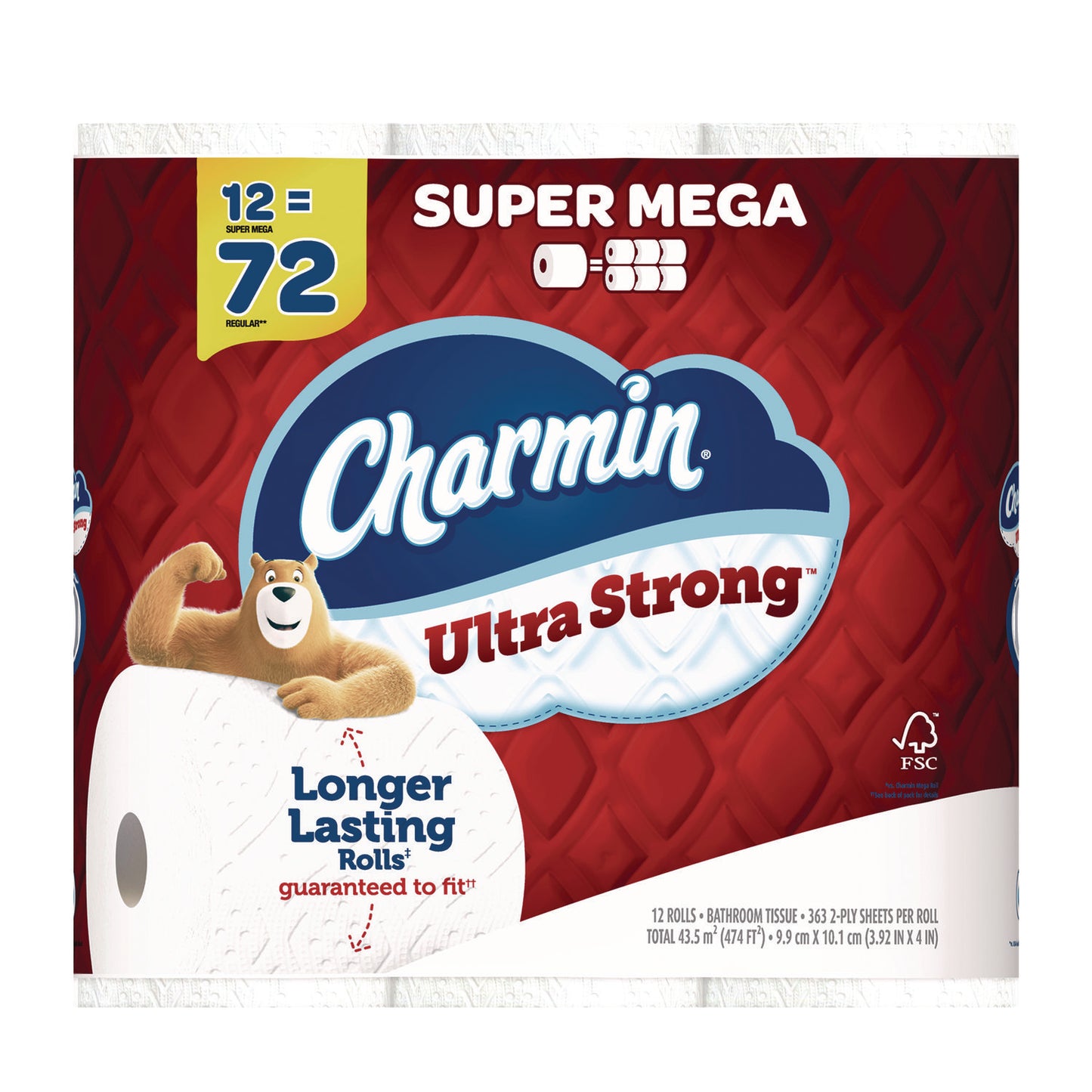 PGC04311 Ultra Strong Bathroom Tissue, Septic Safe, 2-Ply, White, 363 Sheets/Roll, 12 Rolls/Pack