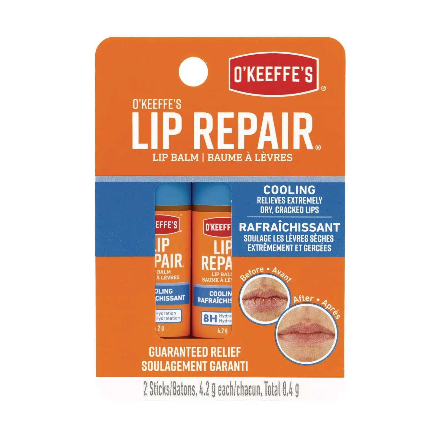 GORK1710402 Lip Repair Cooling Lip Balm, 0.15 oz Stick, 2/Pack O'Keeffe's