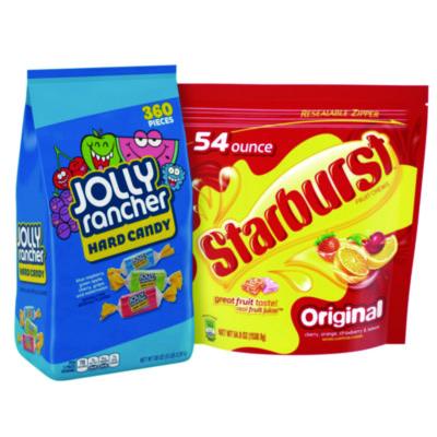 GRR600B0003 Chewy and Hard Candy Party Asst, Jolly Rancher/Starburst, 8.5 lbs Total, 2 Bag Bundle
