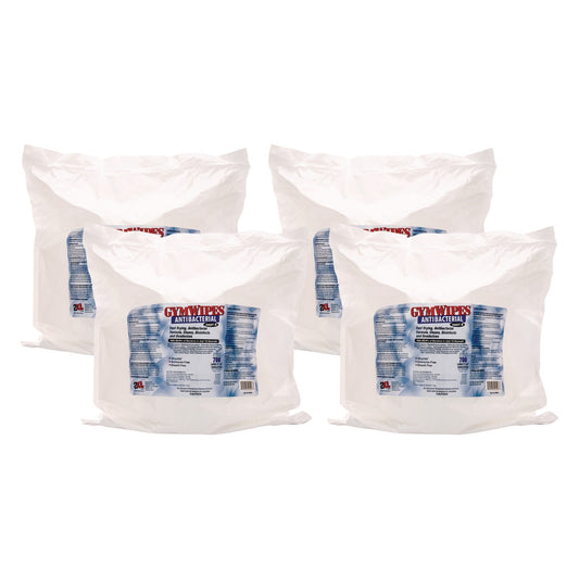 TXLL101 Antibacterial Gym Wipes Refill, 1-Ply, 6 x 8, Unscented, White, 700 Wipes/Pack, 4 Packs/Carton 2XL