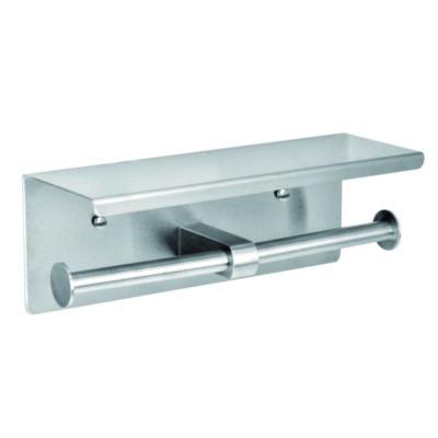 ALHALP487B Double Post Toilet Paper Holder with Shelf Storage Rack, 3.87 x 10.5 x 3.95, Brushed Stainless Steel