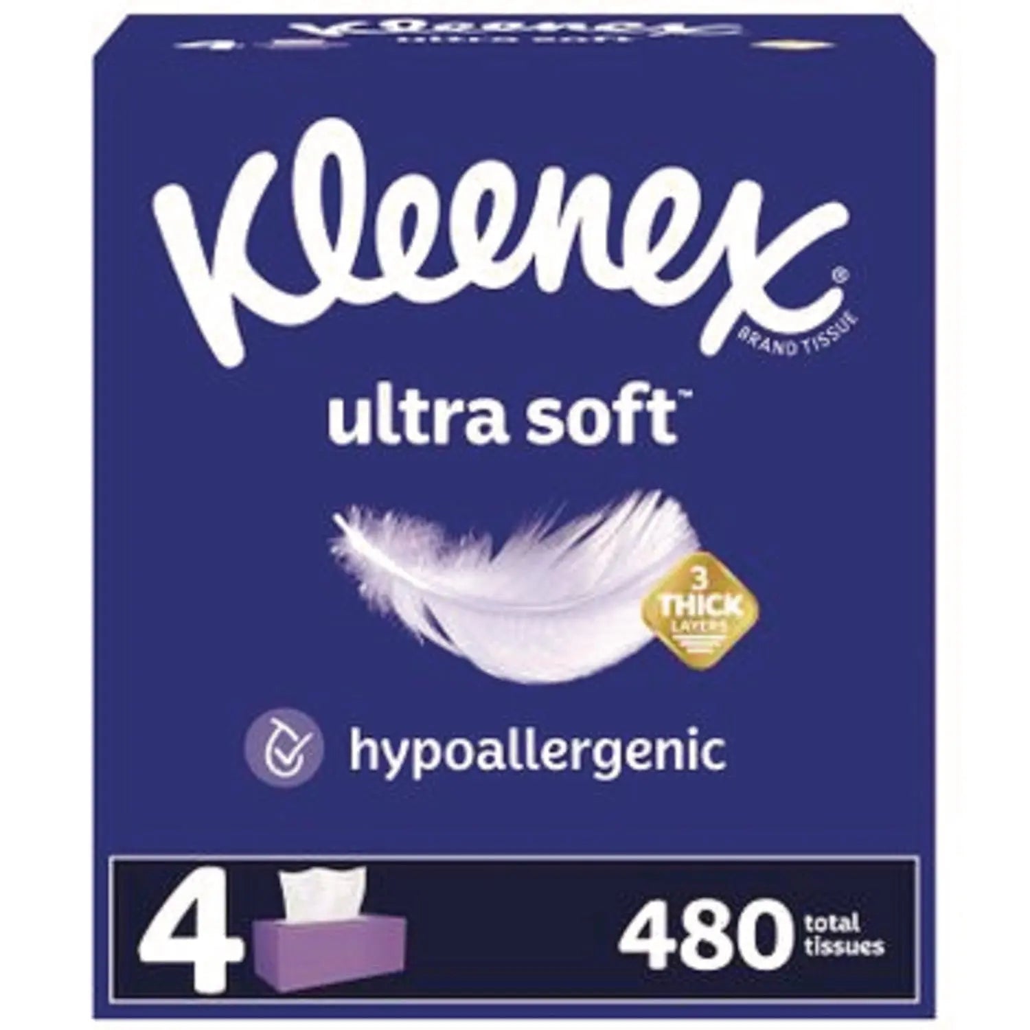KCM54315 Ultra Soft Facial Tissue, 3-Ply, White, 120 Sheets/Box, 4 Boxes/Pack, 6 Packs/Carton Kleenex