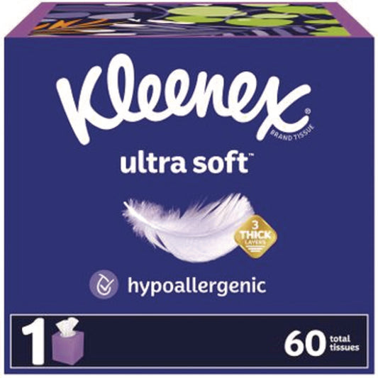 KCM54278 Ultra Soft Facial Tissue, 3-Ply, White, 60 Sheets/Box, 18 Boxes/Carton Kleenex