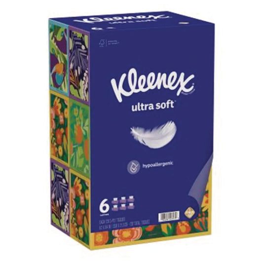 KCM54317 Ultra Soft Facial Tissue, 3-Ply, White, 120 Sheets/Box, 6 Boxes/Pack, 4 Packs/Carton Kleenex