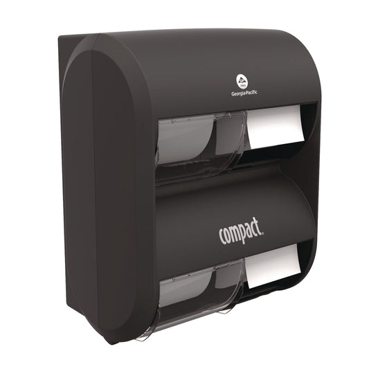 GPC56744B Compact Quad Vertical Four Roll Coreless Tissue Dispenser, 12.31 x 14.81 x 7.86, Black