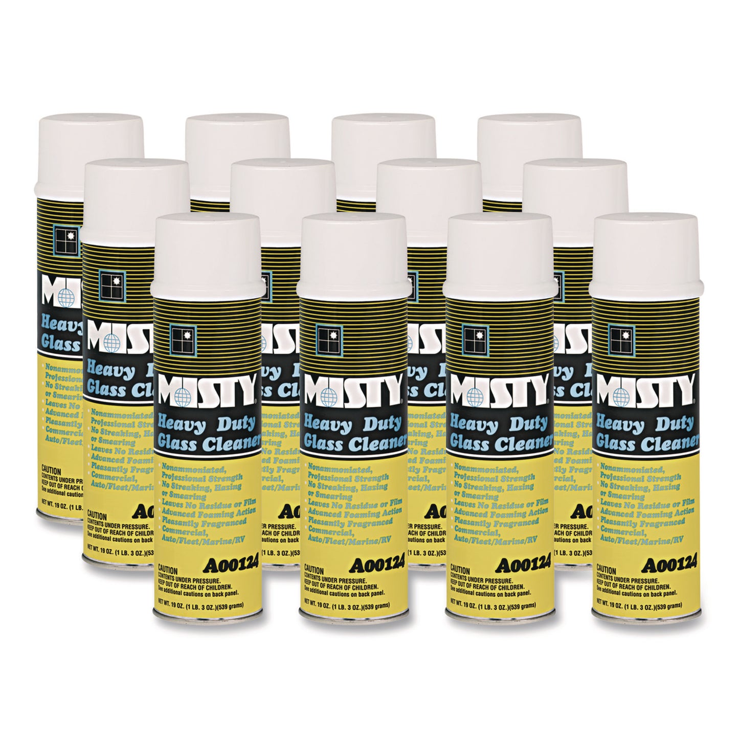 AMR1001482 Heavy-Duty Glass Cleaner, Citrus, 19 oz Aerosol Spray, 12/Carton
