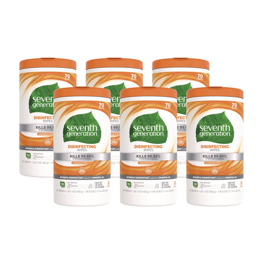 SEV22813CT Botanical Disinfecting Wipes, 7 x 8, Lemongrass Citrus, 70 Count, 6/Carton