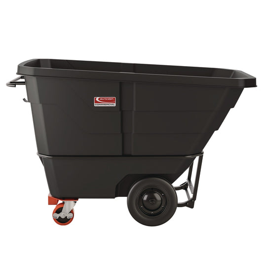 SUARMTTHD100 1 cu yd Heavy Duty Tilt Truck, Forkliftable Frame, 2,200 lb Capacity, Black/Red Suncast Commercial