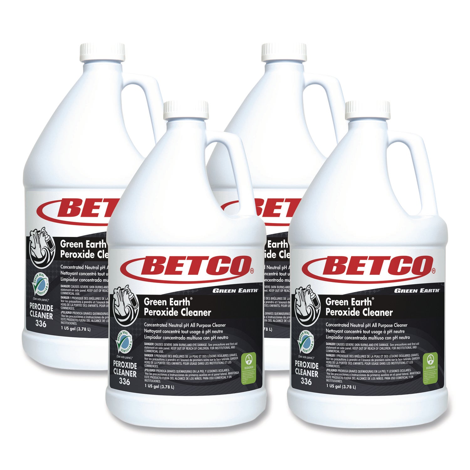 BET3360400 Green Earth Peroxide Cleaner, Fresh Mint Scent, 1 gal Bottle, 4/Carton Betco