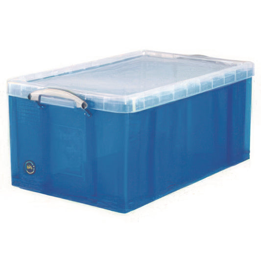 RUA64LTBL Snap-Lid Storage Bin, 16.9 Gal, 17.31" X 28" X 12.25", Transparent Blue