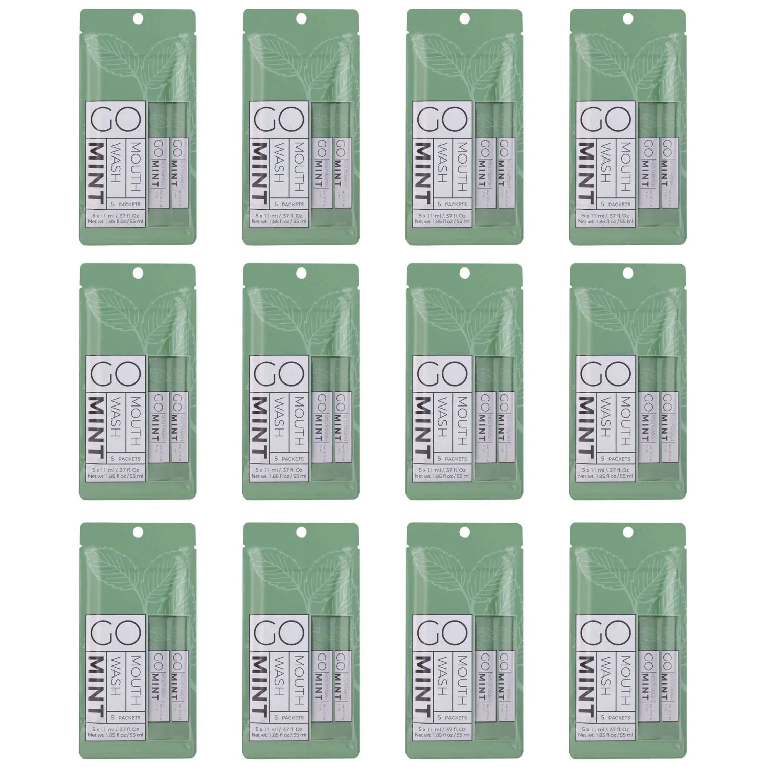 GMHMW05 Individual Mouthwash Packets, Mint Flavor, 0.37 oz Packet, 5/Pack, 12 Packs/Box Go Mouthwash