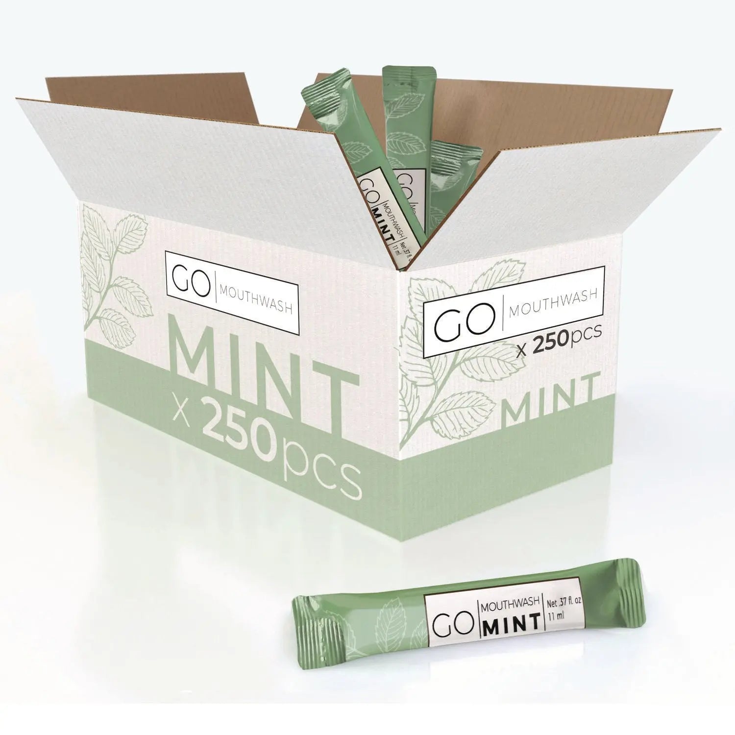GMHMW250 Individual Mouthwash Packets, Mint Flavor, 0.37 oz Packet, 250/Box Go Mouthwash