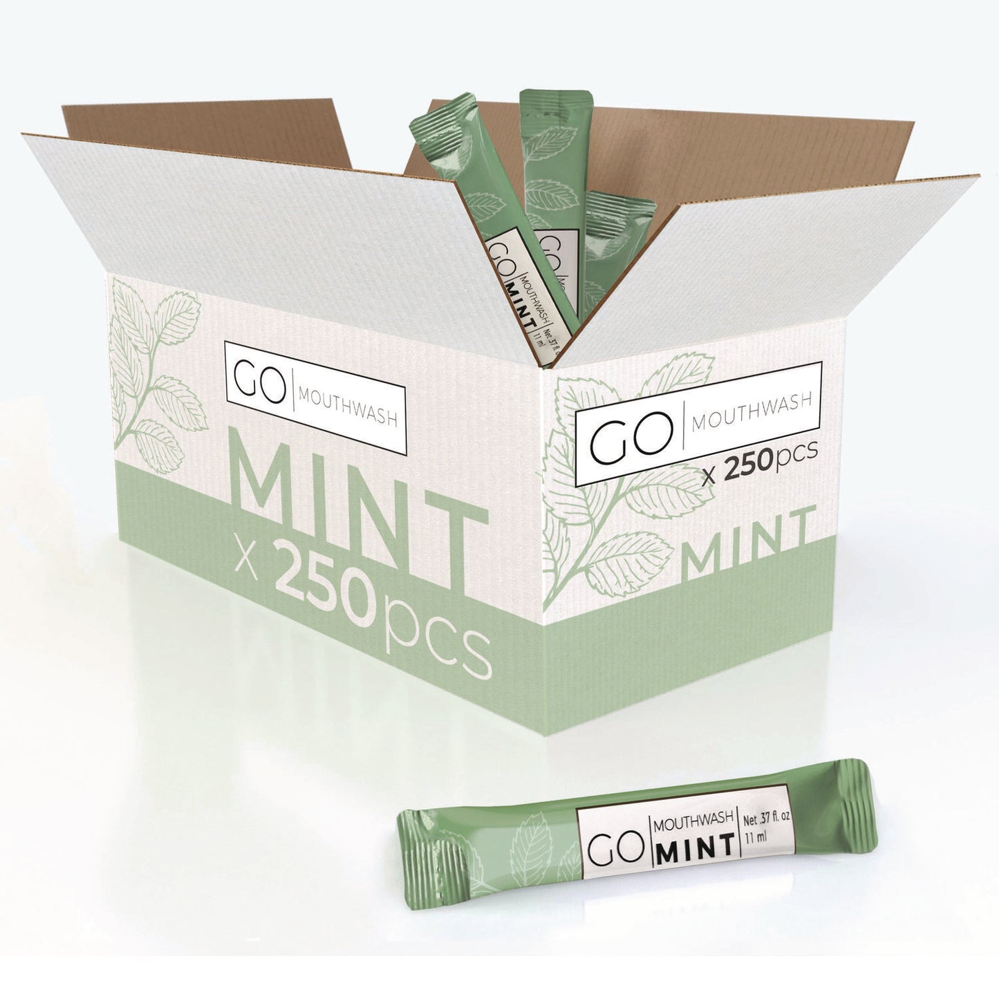 GMHMW250 Individual Mouthwash Packets, Mint Flavor, 0.37 oz Packet, 250/Box