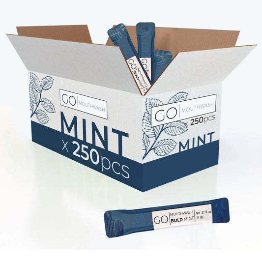 GMHMW250BOLD Individual Mouthwash Packets, Bold Mint Flavor, 0.37 oz Packet, 250/Box Go Mouthwash