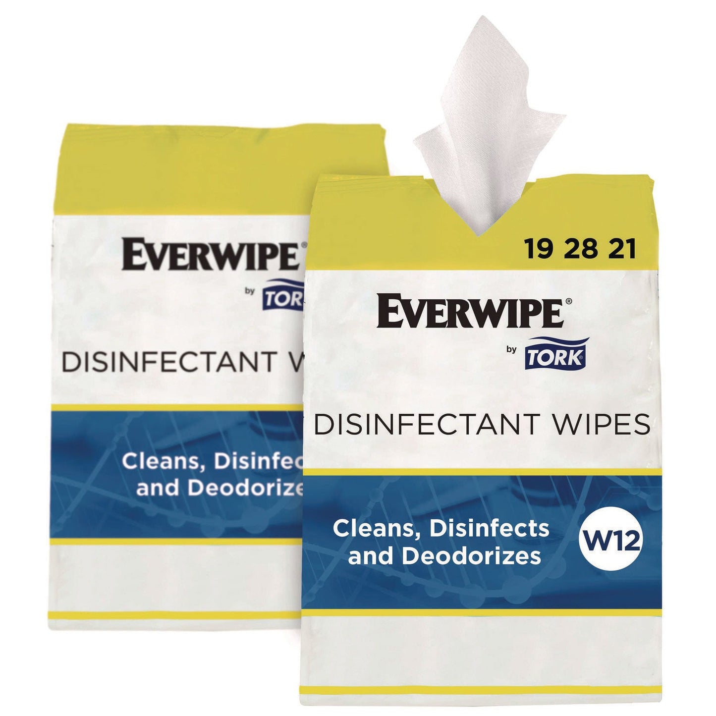 TRK192821 Disinfectant Wipe Jumbo Rolls, 1-Ply, 8 x 6, Lemon, White, 800 Sheets, 2/Carton Tork