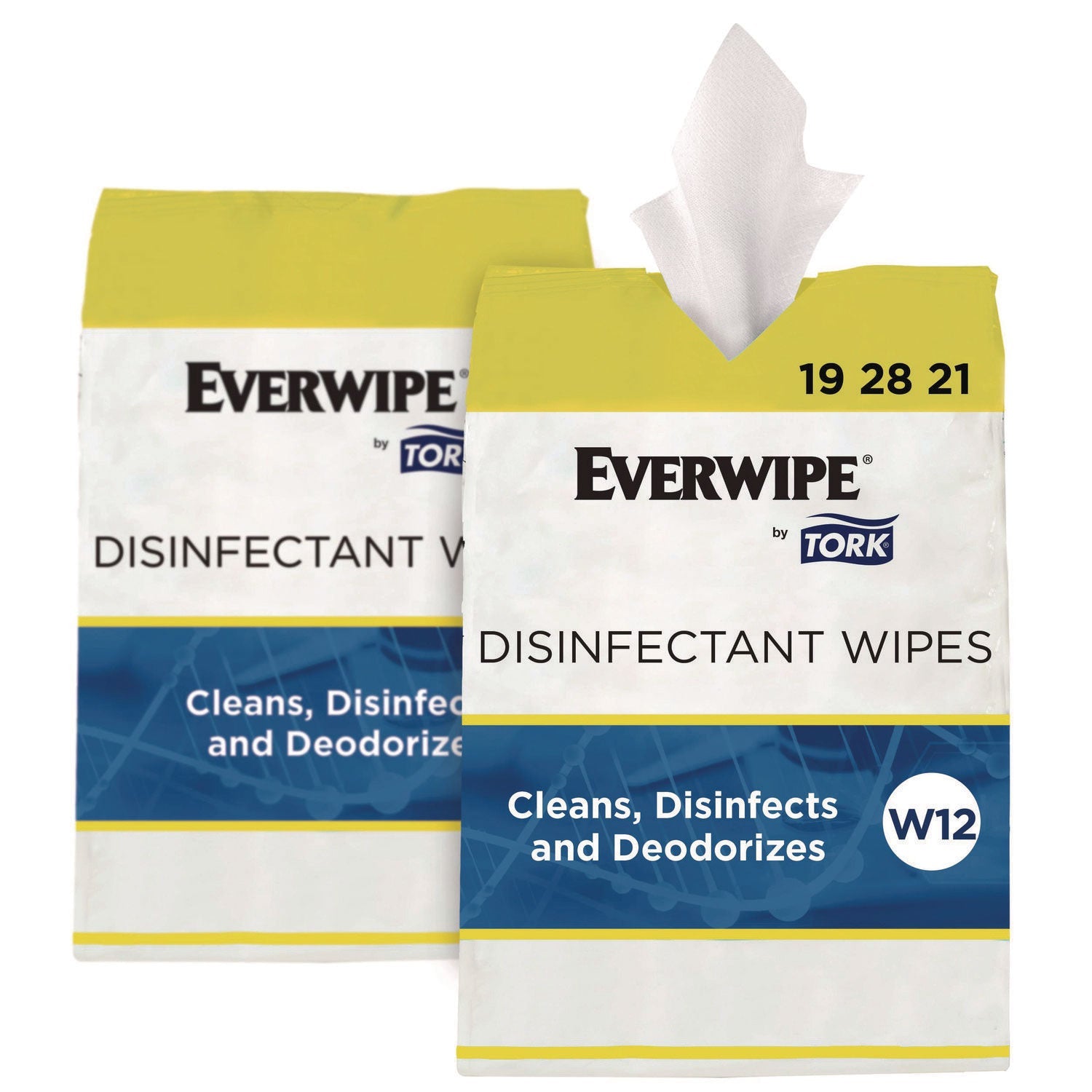 TRK192821 Disinfectant Wipe Jumbo Rolls, 1-Ply, 8 x 6, Lemon, White, 800 Sheets, 2/Carton Tork
