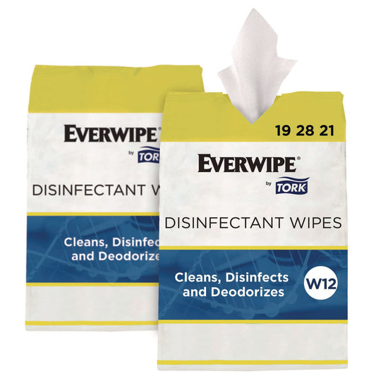 TRK192821 Disinfectant Wipe Jumbo Rolls, 1-Ply, 8 x 6, Lemon, White, 800 Sheets, 2/Carton Tork