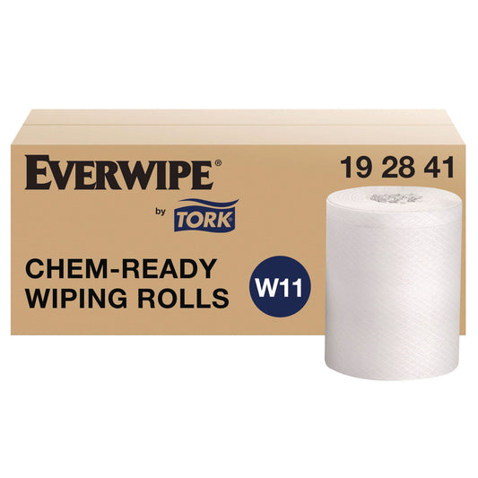 TRK192841 Everwipe by Tork Chem-Ready Wiping Rolls, 1-Ply, 12 x 12, White, 90 Sheets, 6 Rolls/Carton