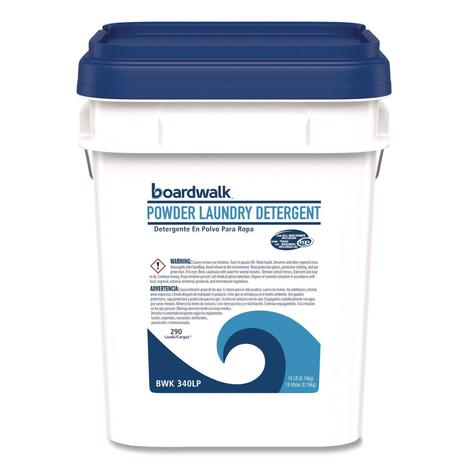 BWK340LP Powder Laundry Detergent, Low Foam, Crisp Clean Scent, 18 lb Pail Boardwalk