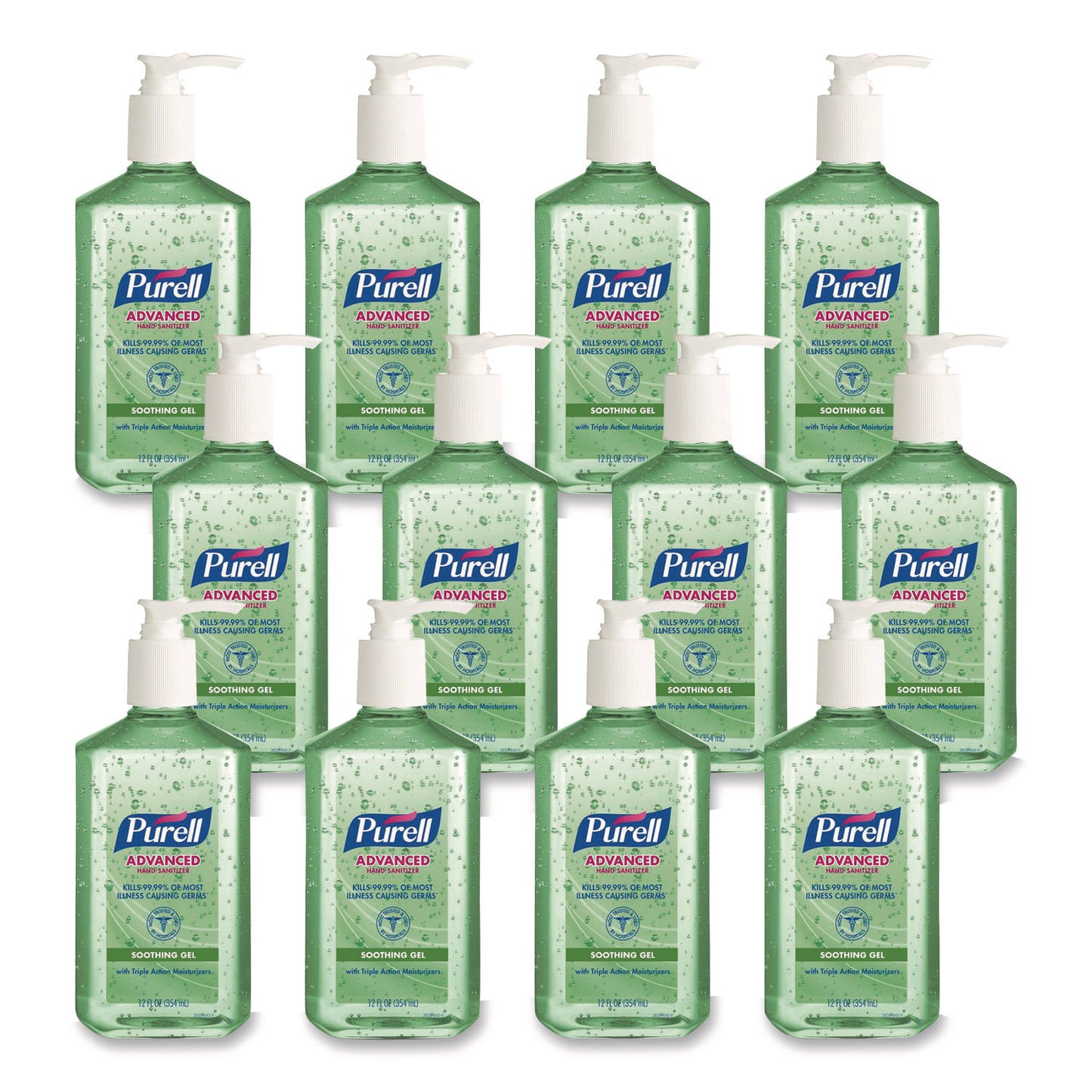 GOJ363912CT Advanced Hand Sanitizer Soothing Gel, 12 oz Pump Bottle, Fresh Scent, 12/Carton