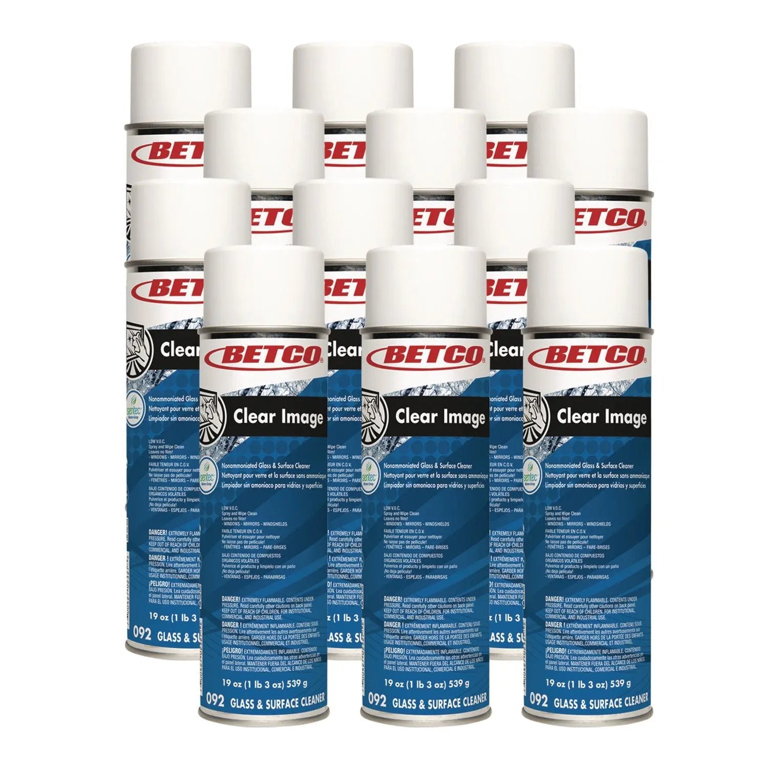 BET922302 Clear Image Glass and Surface Cleaner, Rain Fresh Scent, 19 oz Spray Bottle, 12/Carton Betco