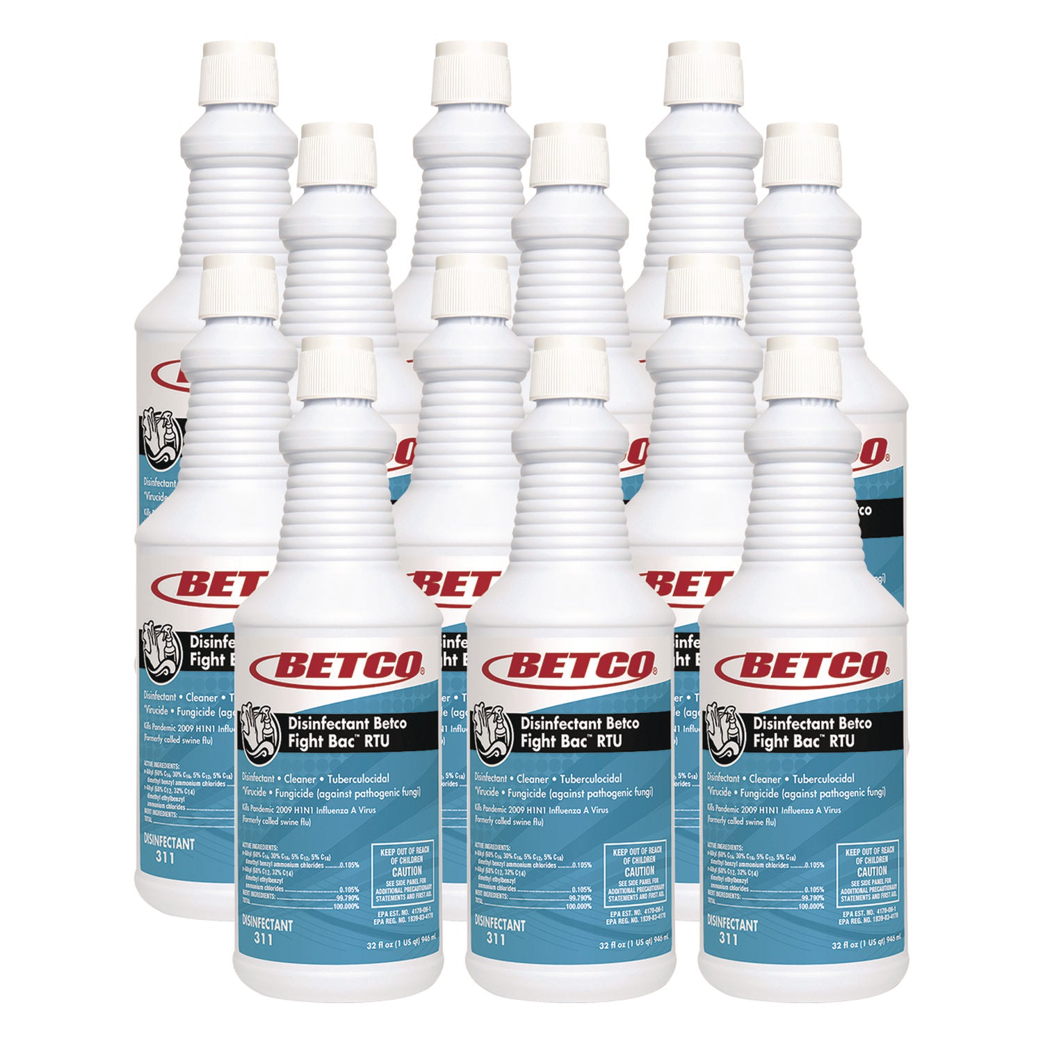 BET3111200 Fight Bac RTU Disinfectant, Citrus Floral Scent, 32 oz Spray Bottle, 12/Carton Betco