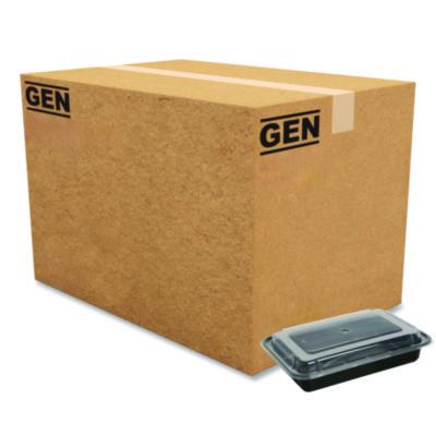 GENTORECT28 Microwavable Food Container with Lid, Rectangular, 28 oz, 8.81 x 6.02 x 2.04, Black/Clear, Plastic, 150/Carton