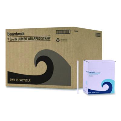 BWKJSTW775CLR Wrapped Jumbo Straws, 7.75", Polypropylene, Clear, 500/Pack, 24 Packs/Carton