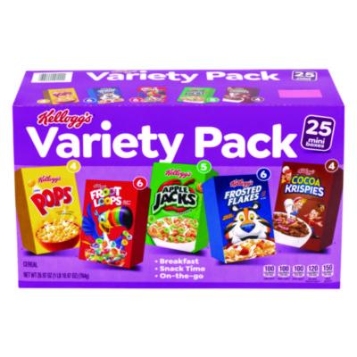 GRR22002287 Cereal Assortment Pack, Assorted Flavors, Single Serve Box, 25/Carton