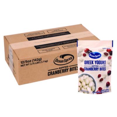 GRR22002298 Greek Yogurt Dipped Cranberry Bites, Cranberry/Yogurt, 5 oz Bag, 12/Carton