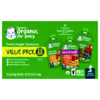 GRR22002367 Organic 2nd Foods Baby Food Pouches, Assorted Flavors, 3.5 oz Pouch, 12/Carton