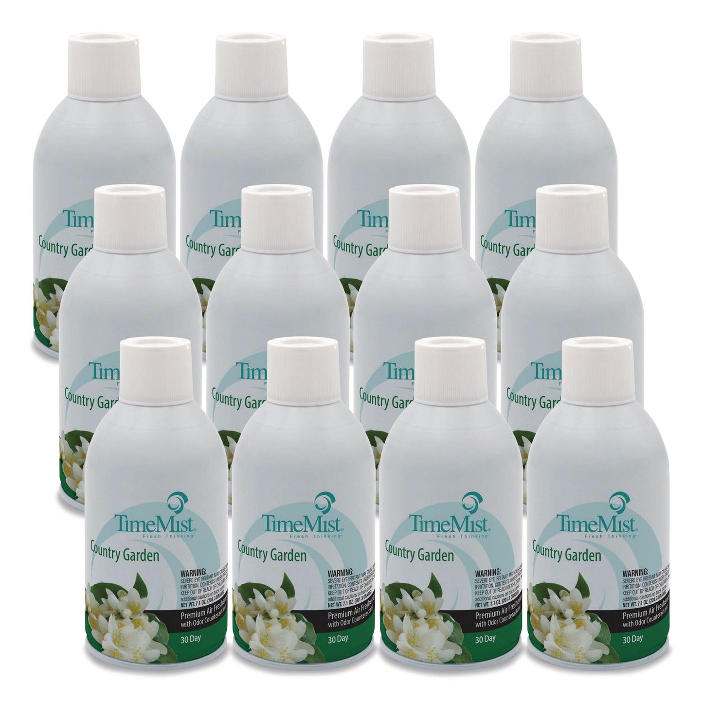 TMS1042786 Premium Metered Air Freshener Refill, Country Garden, 7.1 oz Aerosol Spray, 12/Carton TimeMist