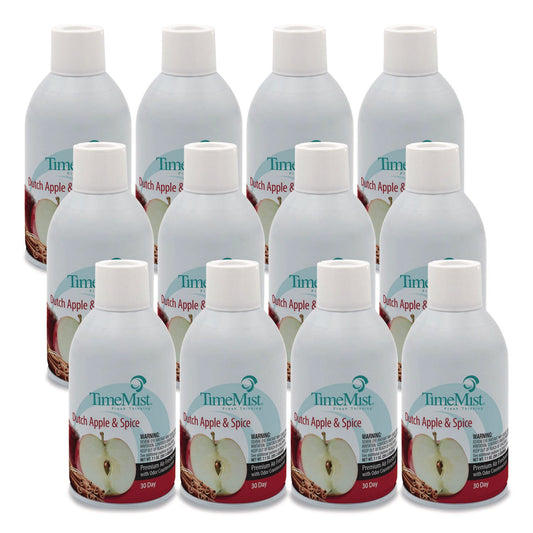 TMS1042818 Premium Metered Air Freshener Refill, Dutch Apple and Spice, 7.1 oz Aerosol Spray, 12/Carton TimeMist