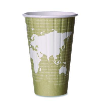 ECOEPBNHC16WD World Art Renewable and Compostable Insulated Hot Cups, 16 oz, Paper, Brown/White, 40/Pack, 15 Packs/Carton