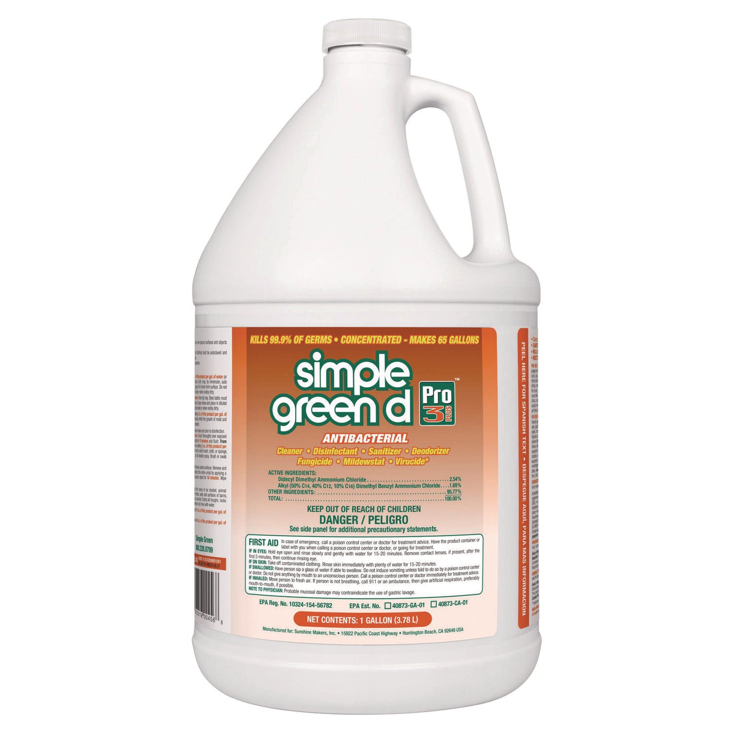 SMP01001 D Pro 3 Plus Antibacterial Concentrate, Herbal, 1 Gal Bottle, 6/carton