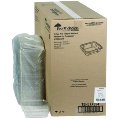 PCTTEHL7X624 EarthChoice Tamper Evident Recycled Hinged Lid Deli Container, 24 oz, 7.25 x 6.37 x 2, Clear, Plastic, 231/Carton