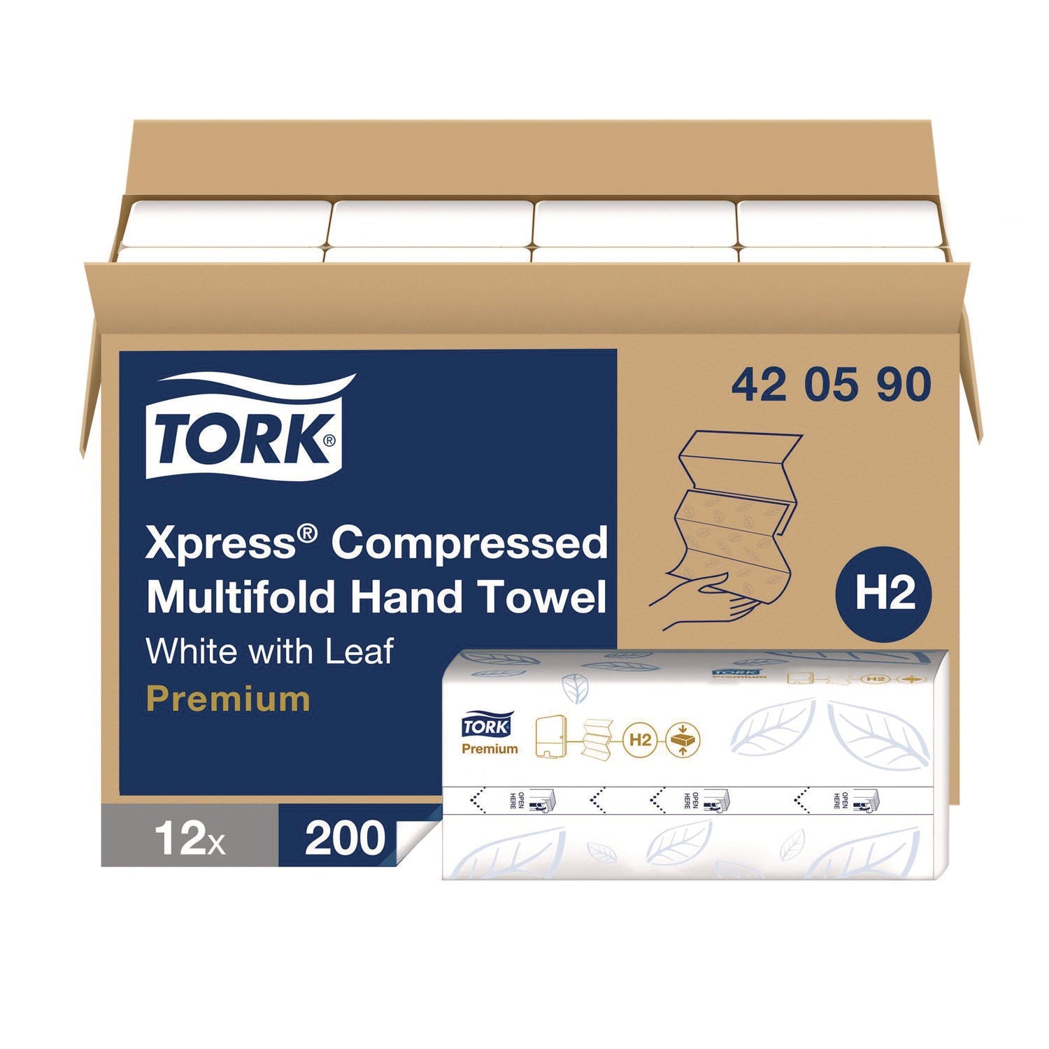 TRK420590 Xpress Compressed Multifold Hand Towels, 1-Ply, 8.3 x 9.45, White, 200/Pack, 12 Packs/Carton Tork