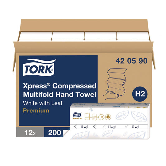 TRK420590 Xpress Compressed Multifold Hand Towels, 1-Ply, 8.3 x 9.45, White, 200/Pack, 12 Packs/Carton