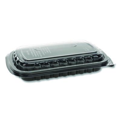 PCT0CNC10700DZY MealMaster Rib Container, 10 x 7.1 x 2.1, Black/Clear, Plastic, 90/Carton