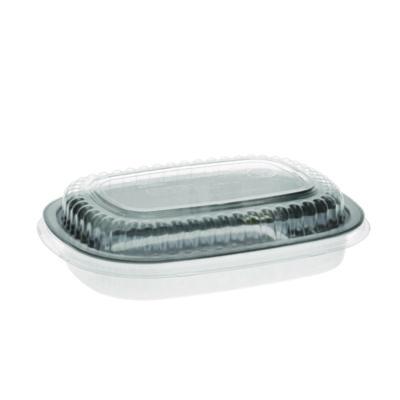 PCTY6708PET Classic Carry-Out Container with PET Dome Lid, 22 oz, 8.2 x 6.2 x 1.3, Silver/Clear, Aluminum, 100/Carton