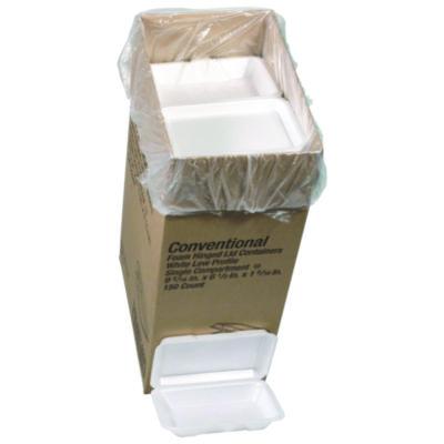 PCTYTH102070000 Conventional Foam Hinged Lid Container, Very Shallow, 9 x 6.5 x 1.3, White, 150/Carton